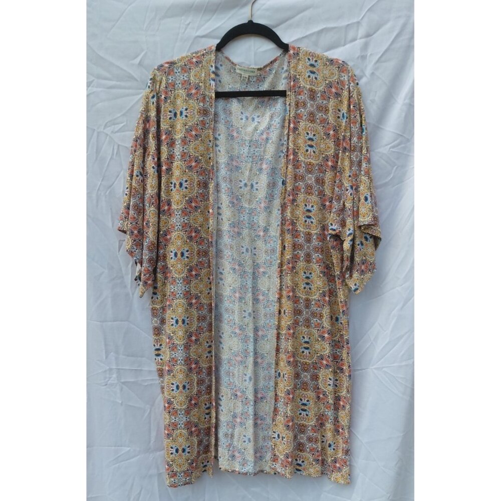Earthbound Trading Co Kimono‎ S/M Boho Whimsical Artsy Open Front Cover Up